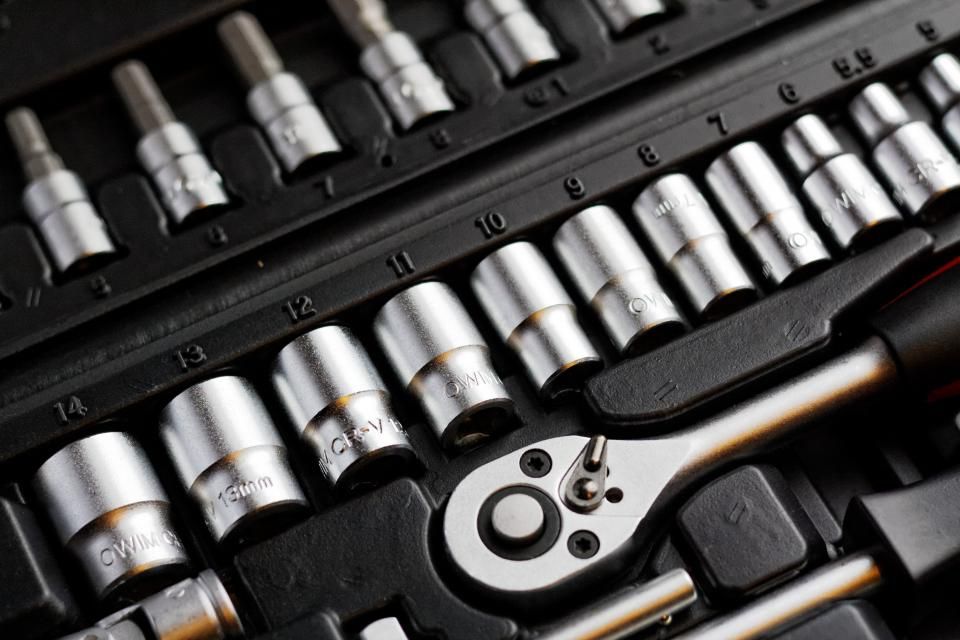 Socket wrench set in a case